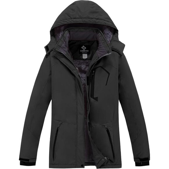 Jackets & Blazers - Womens Black Mountain Waterproof Ski Jacket Hooded Windproof Winter Coat Snow